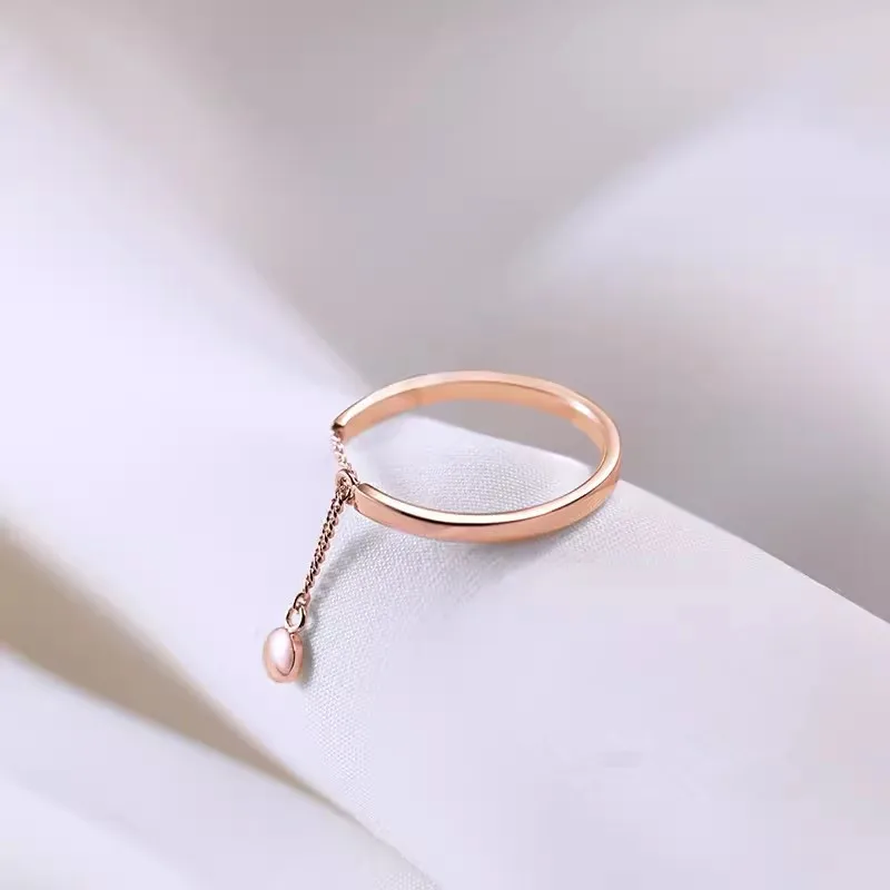 Adjustable simple fashion chain tassel ring - Image 3