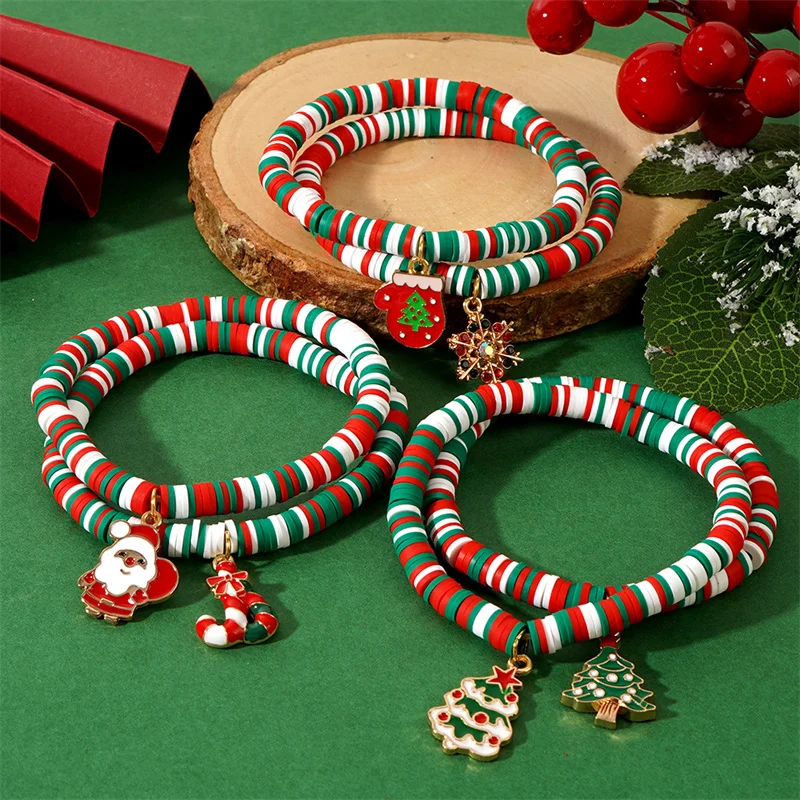 Christmas polymer clay pendant bracelet party New Year holiday accessories - Image 12