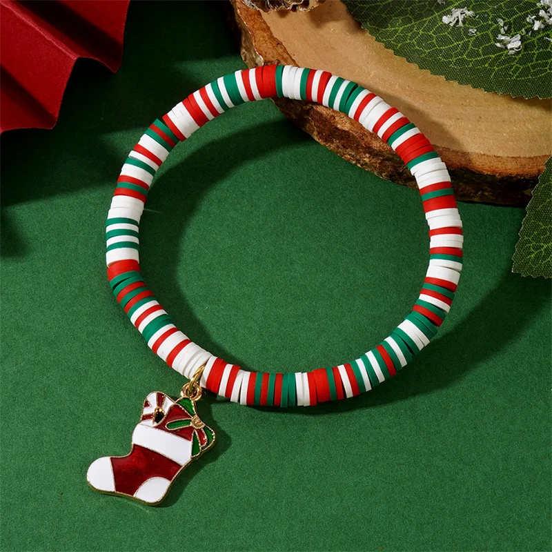 Christmas polymer clay pendant bracelet party New Year holiday accessories - Image 3