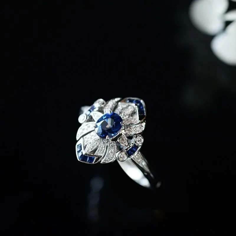 Fashion classic luxury women's light blue sapphire ring - Image 5