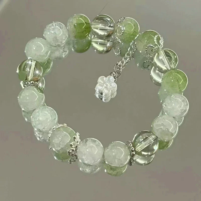 Simple Green Popcorn Beaded Crystal Bracelet for Women - Image 17